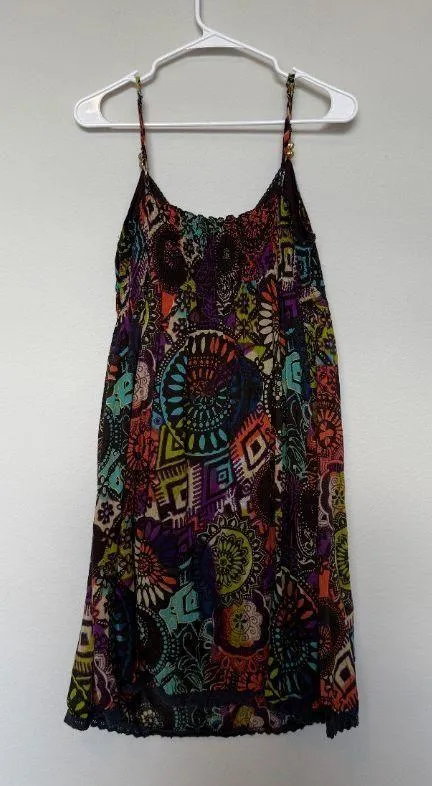 Free People Movement Colorful Bohemian Dress Beaded Spaghetti Strap - Image 5
