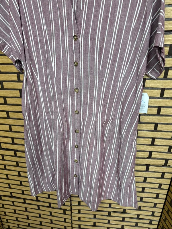 Time and tru burgundy stripe fit and flare dress size large - Image 5