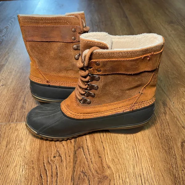Sorel Fancy Lace II Womens size 7 Boots Brown Waterproof Leather Lace Up Duck - Image 11
