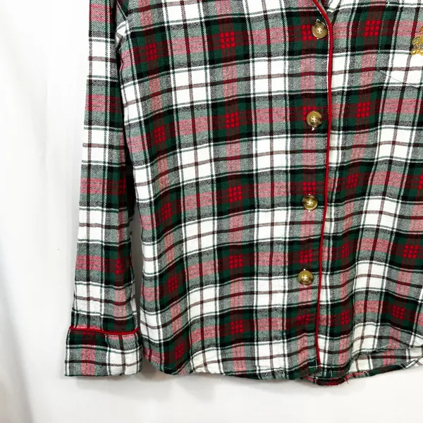 Lauren Ralph Lauren Small Plaid Pajama Set Green Red Christmas‎ Flannel 1134 - Image 8