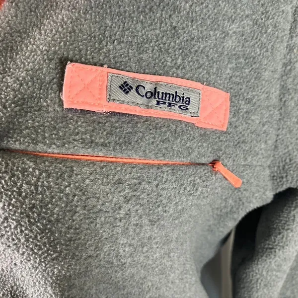 Columbia PGF Womens‎ Gray Fleece Pullover Coral Trim Fishing Gear Mock Neck - Image 8