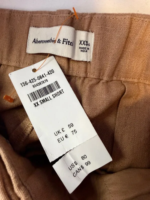 NWT Abercrombie & Fitch Linen Blend Wide Leg Trouser Pants Brown Size XXS‎ Short - Image 7