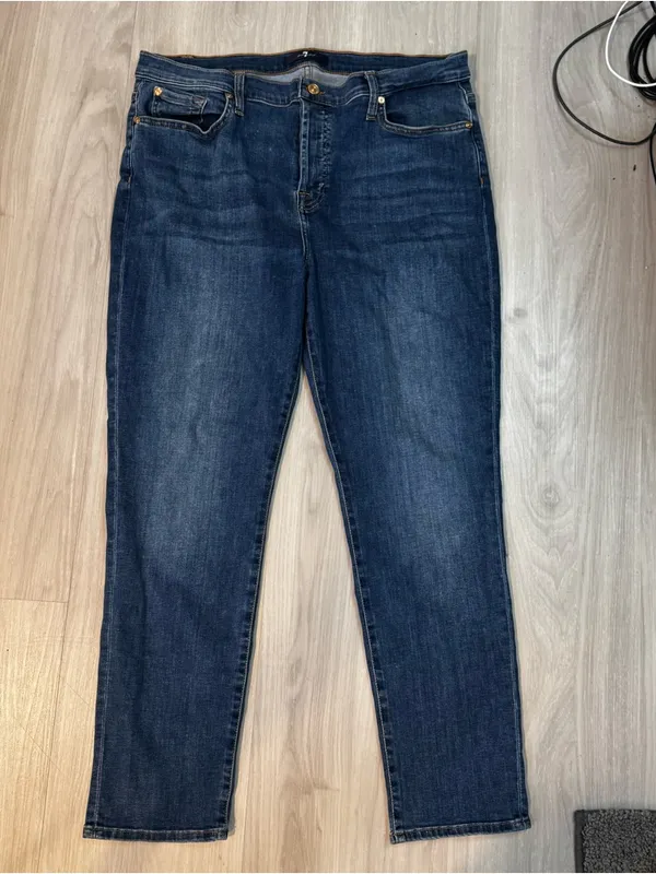 7 for all mankind Women's High-Rise Crop Skinny Jeans Dark wash plus size 32 - Image 2