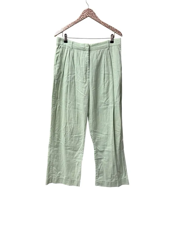 Abercrombie & Fitch A&F Sloane Tailored Linen Blend Wide Leg Pants Green Large - Image 2
