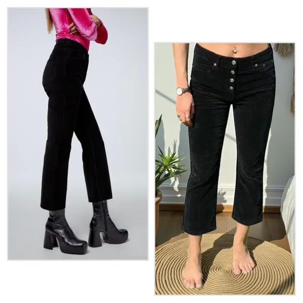 Zara Woman High-Rise Corduroy Button-Fly Cropped Kick Flare Pants - Image 3