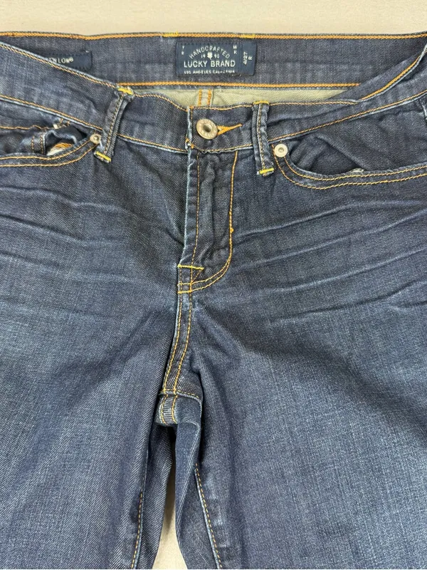 Lucky Brand Sweet N Low Jeans Womens 4/27 Low Rise Flare Y2K Dark Wash 33" - Image 2