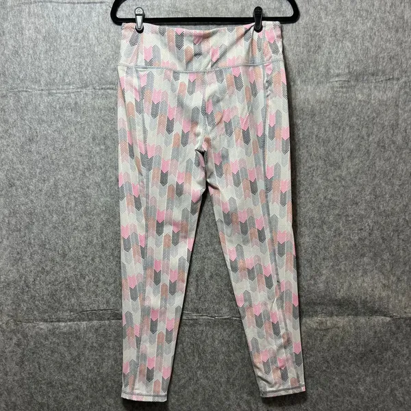 Victoria's Secret Victoria Sport Chevron Print Athletic Leggings Workout Yoga Pants‎ Pink Gray L - Image 7