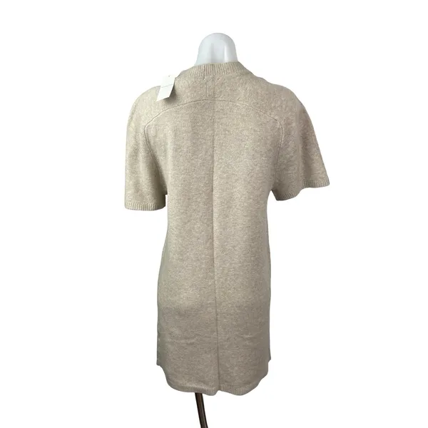 NEW Abercrombie & Fitch Beige Wool Knit Short Sleeve Mini Sweater Dress Size M - Image 4