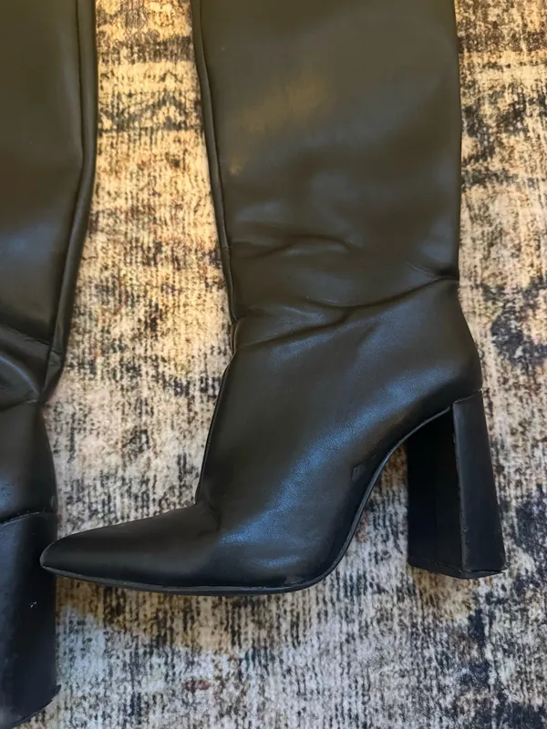 ZARA Black Knee-High Leather Boots - Image 4
