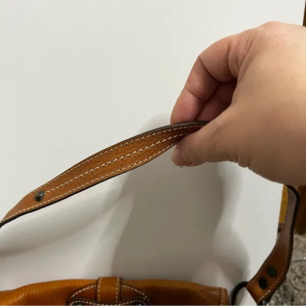 Banana Republic BR Vintage Tan‎ Leather Buckle Detail Mini Purse - Image 3