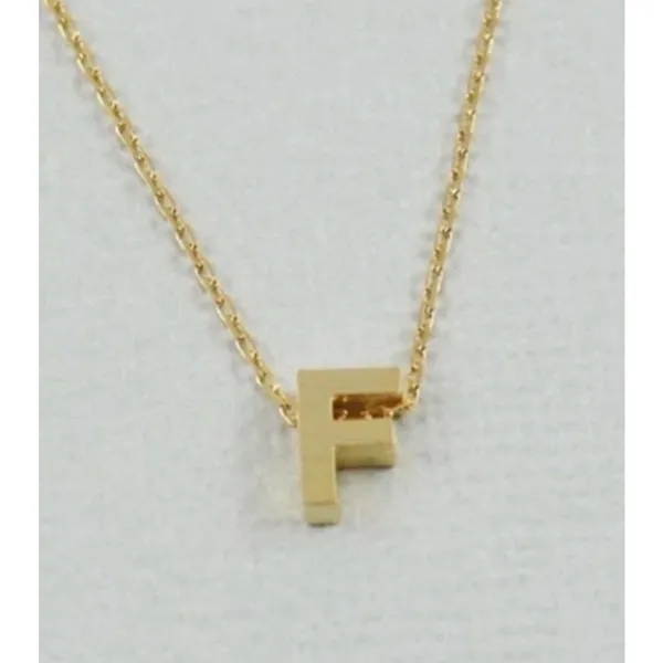 Boutique NEW Women's Letter F Dainty 14k Gold‎ Filled Block Necklace, 16-18” - Image 8