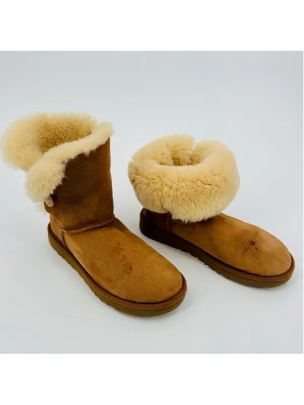 Women's UGG Bailey Button II Winter Boots, Sheepskin Tan - Image 2
