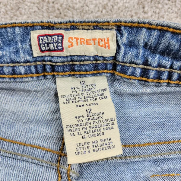 Vintage Faded Glory Jeans Womens 12 Light Wash Blue Floral Flap Pockets Wide Leg - Image 5