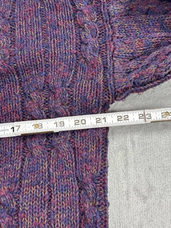 River Brand Arrow Cardigan Sweater Womens Medium Purple Chunky Knit Long Sleeve - Image 7