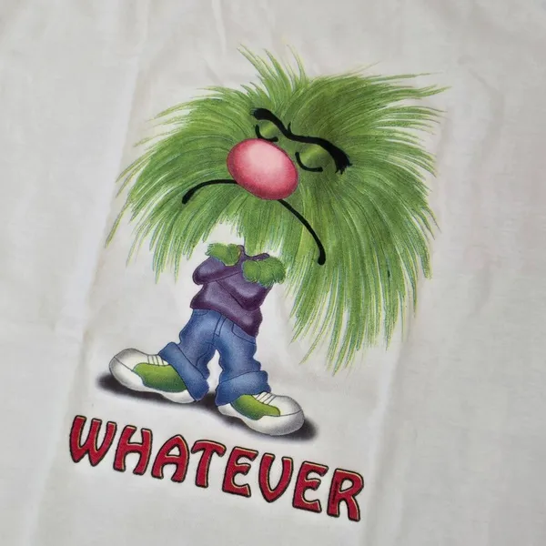 Jerzees Heavyweight Blend "Whatever" Graphic Tee White M funny cute weird - Image 2