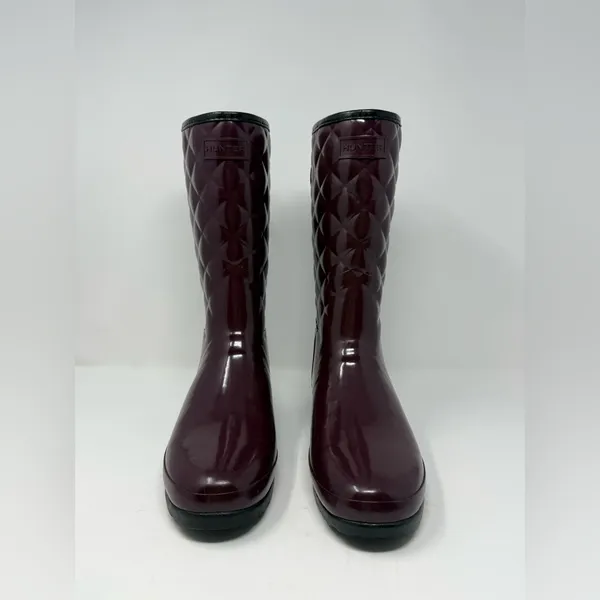 Hunter Refined Gloss Quilted Rain Boots Size US 8 - Image 5