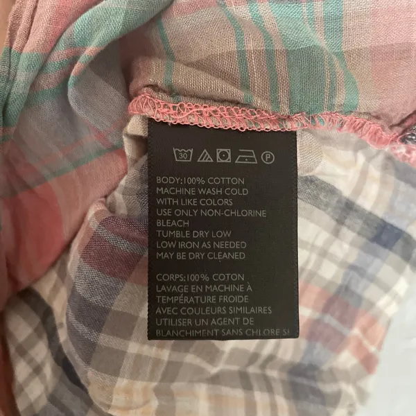 BDG Urban Outfitters‎ Pink Blue Button up Plaid Shirt Top Small Preppy Outdoors - Image 5