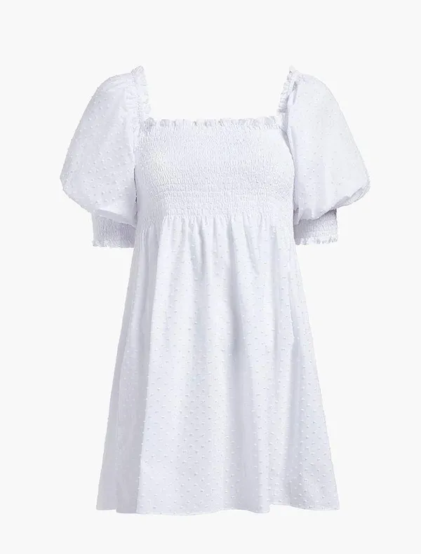HILL HOUSE Athena Nap Dress, White Swiss Dot, Small - Image 5