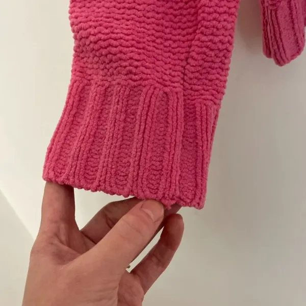 AMERICAN EAGLE AEO AE Chenille Cable Knit Sweater Bright Pink Barbie Oversized L - Image 15
