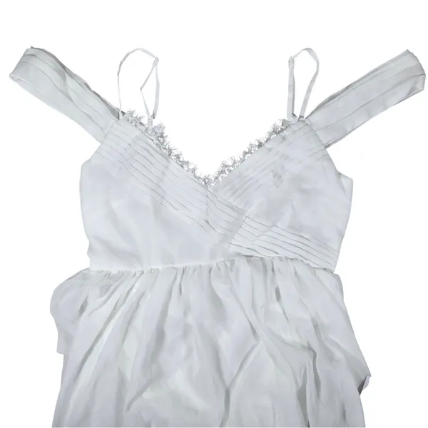 Lulus Marcelyn White Pleated Cold-Shoulder Maxi Dress Medium NWT Wedding Bridal - Image 8