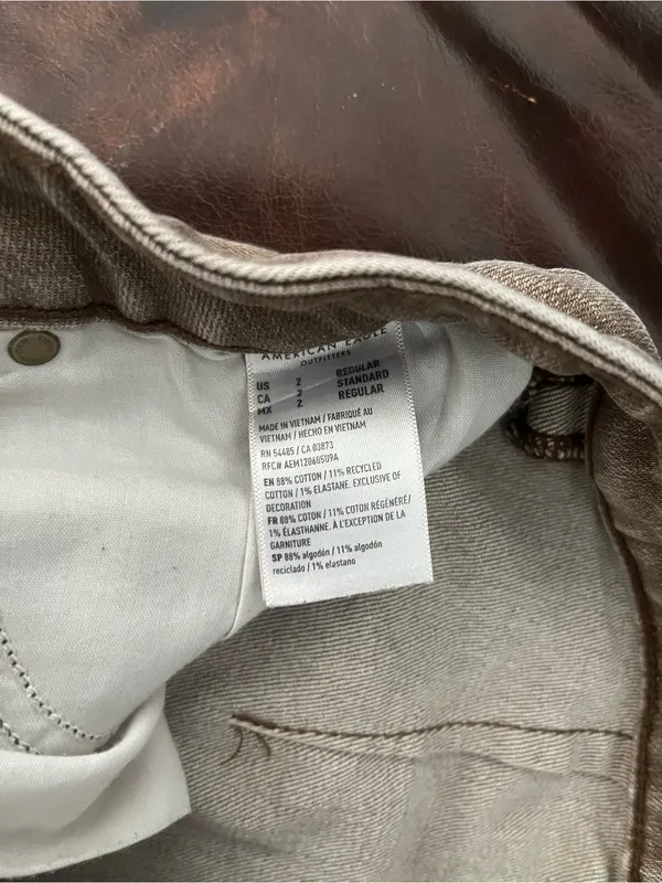 American Eagle Stovepipe Jeans Womens 2 Brown Taupe High Rise Straight Stretch - Image 16