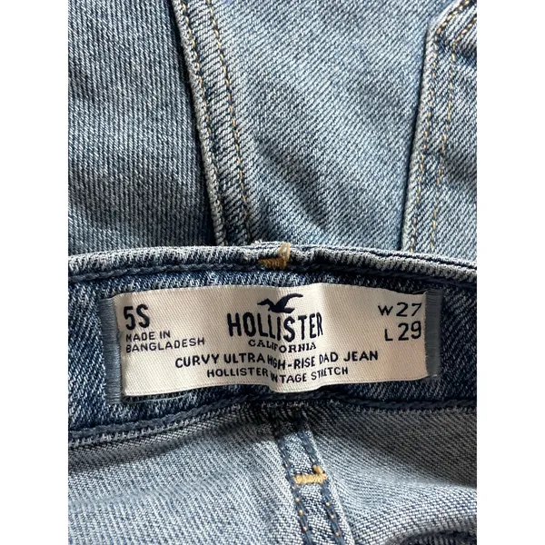 Hollister Curvy Ultra High Rise Dad Women's Blue Straight Denim Jeans Size 27x29 - Image 5