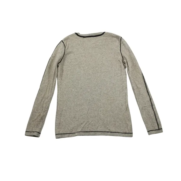 Joan Vass Cashmere Sweater‎ Women's Medium Tan Black Contrast Trim Crew Neck - Image 6
