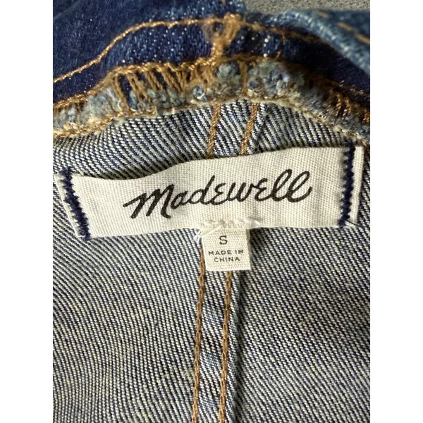 Madewell Size Small Blue Denim Button Front Slim Jean Casual Classic Overalls - Image 2