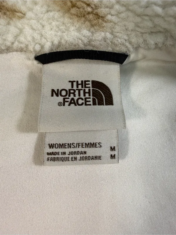 The North Face Cream & Tan Patterned Teddy Zip Jacket - Image 3