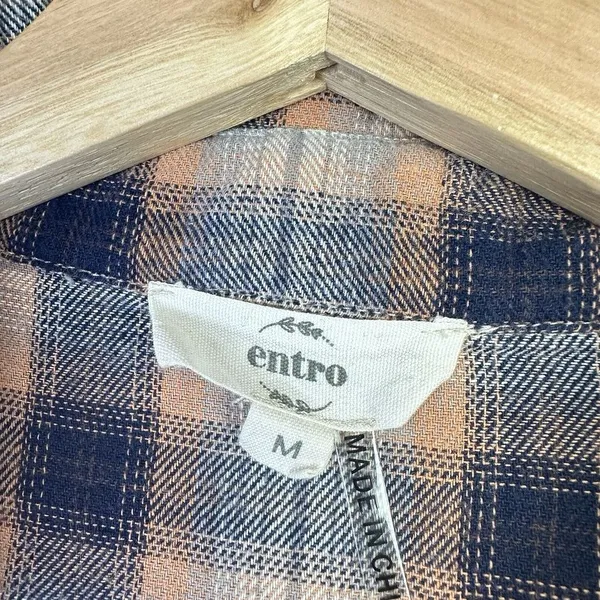 ENTRO Anthropologie Plaid Long Sleeve Flannel Shirt Womens Size‎ Medium Casual - Image 6