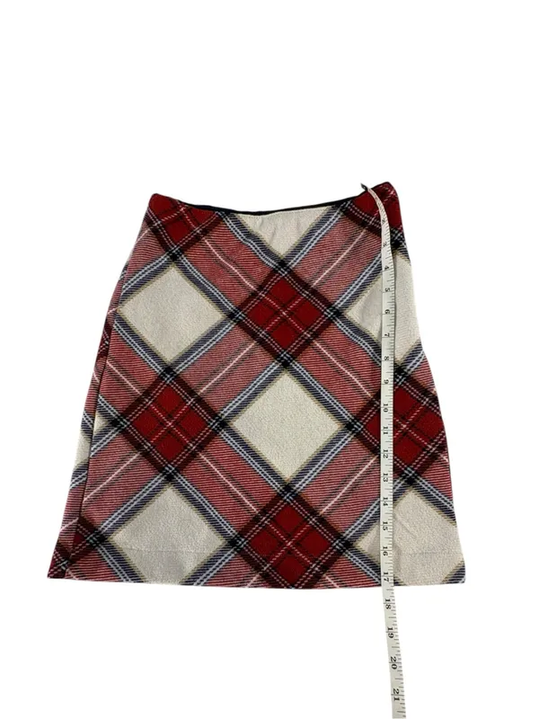 Abercrombie & Fitch Plaid Mini Skirt XS Red Cream Tartan Preppy Holiday - Image 8