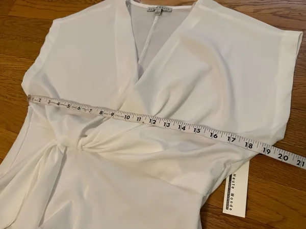 Haute Monde white Wrap Tie Peplum Top size L - Image 5