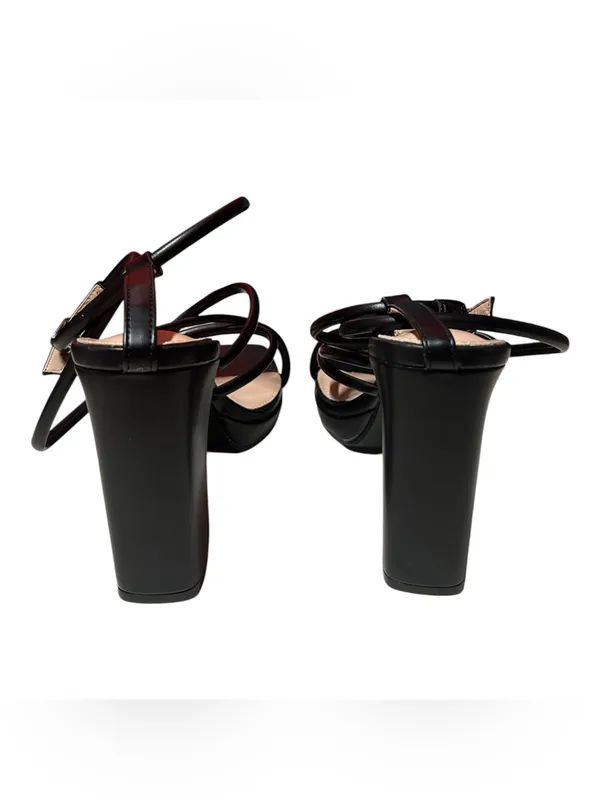 Unilady Melo black trendy modern strappy platform chunky block heel square toe - Image 5
