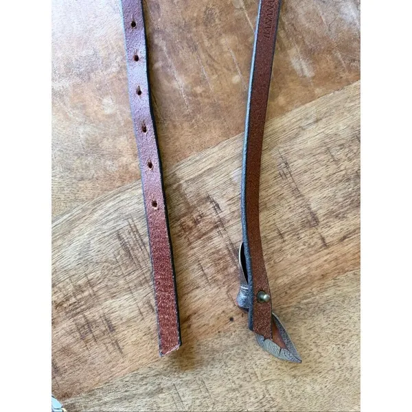 Banana Republic Metallic Leather Skinny Belt Knot Style Pewter Silver - Image 2