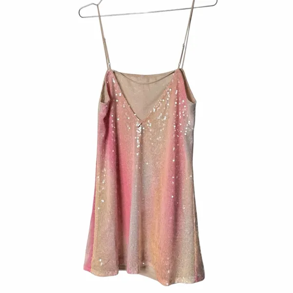 MISA Los Angeles A-Line Sequin Mini Dress Mermaid Euro Summer Ibiza Sz Medium - Image 8