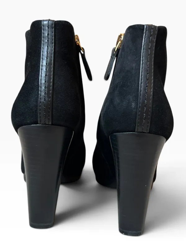 Tory Burch Rivington 100 Black Suede Cap-Toe Ankle Boots - Image 11