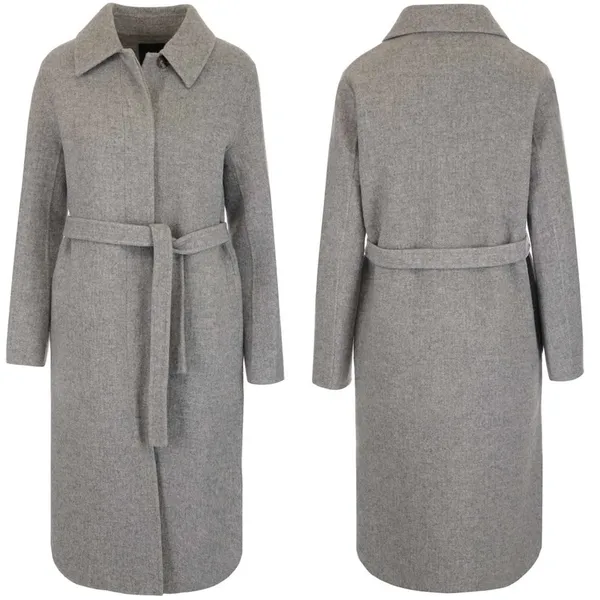 NWT Theory Womens Long Grey Wool and Cashmere Shirttail Belted Coat, size XS - Image 3