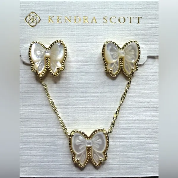 Kendra Scott Haley Bow Gold Pendant Earrings and Necklace - Image 5