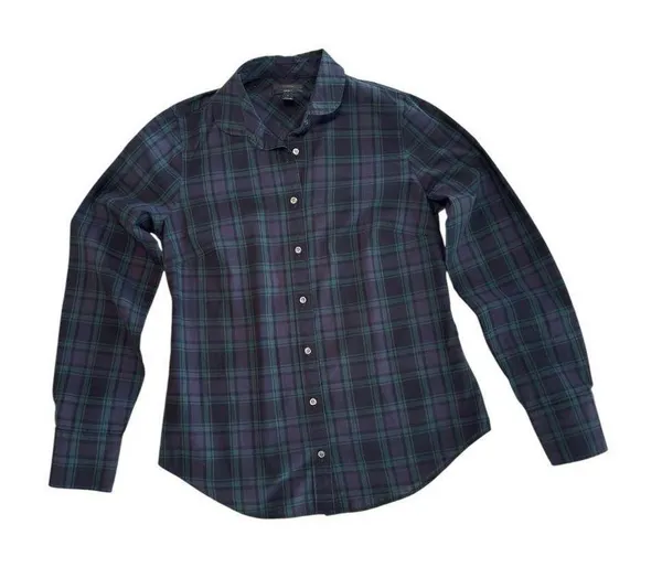 J. Crew Club Collar Perfect Shirt in Black Watch Plaid - Image 2