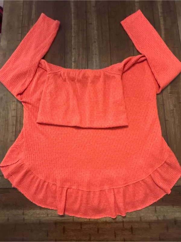 Maeve Anthropologie Addie Ruffled Hacci Pullover Sweater Orange Medium - Image 7