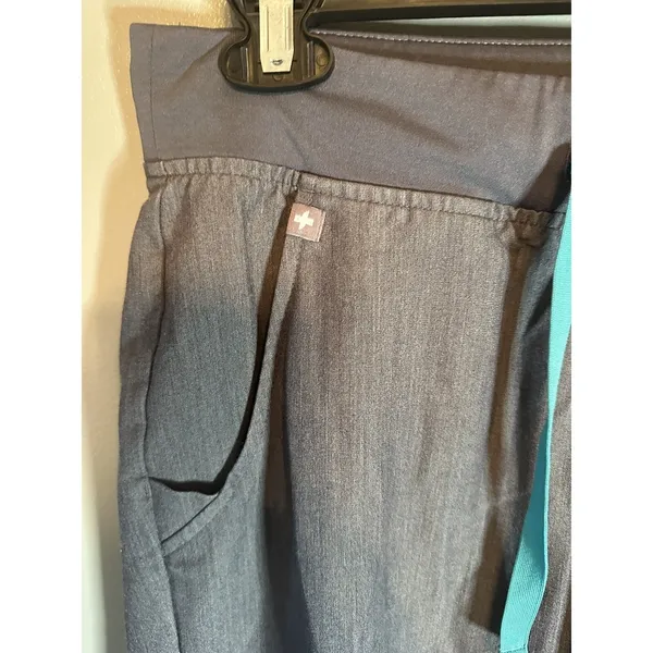 FIGS‎ Technical Collection Womens Small Gray Scrub Jogger Pants Teal Drawstring - Image 4