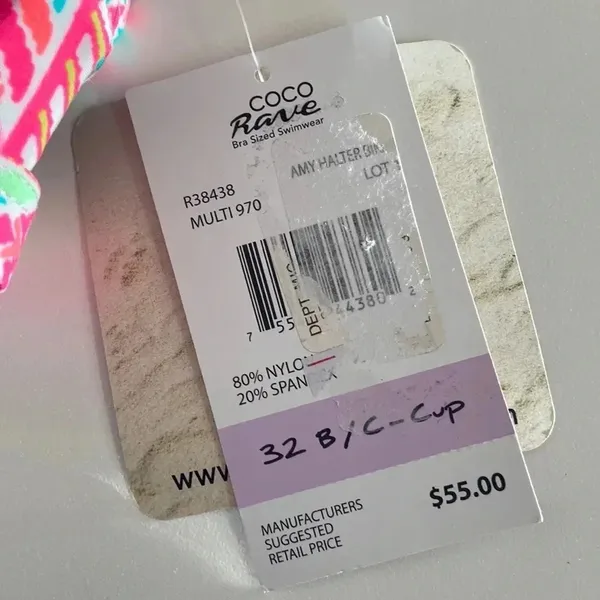 NWT Coco‎ Rave 32 B/C halter push-up bikini top bright ruched - Image 9