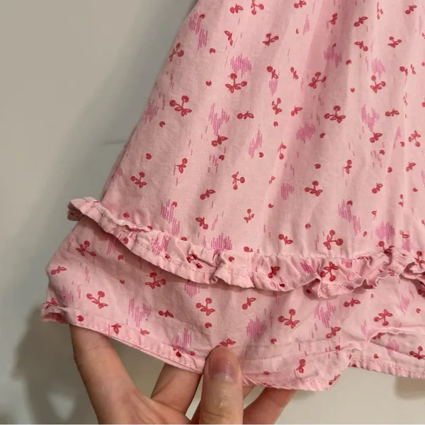 Free People Cherry Print Pink Gabby Babydoll Mini Dress Coquette Cottage Boho - Image 4