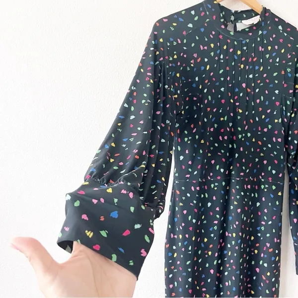 Dancing Leopard Dove Black Abstract Print Long Sleeve Bodycon Stretch Midi Dress - Image 5