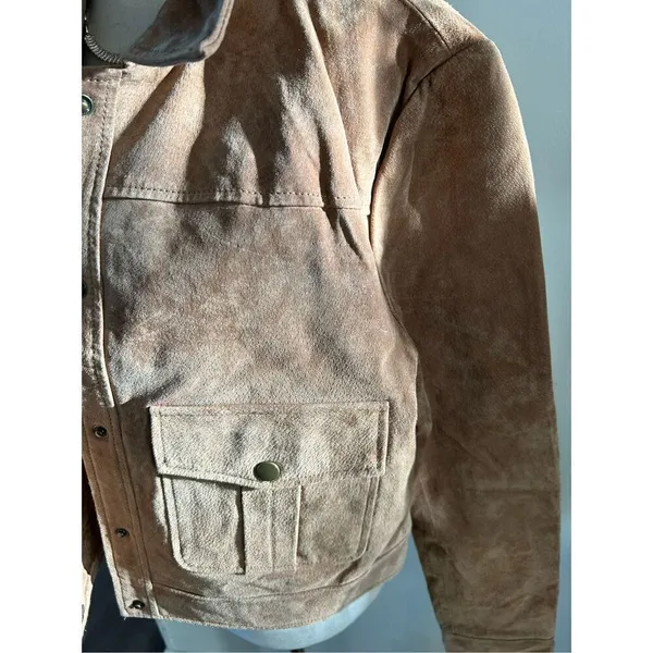 Forever 21 brown leather suede jacket size L - Image 2