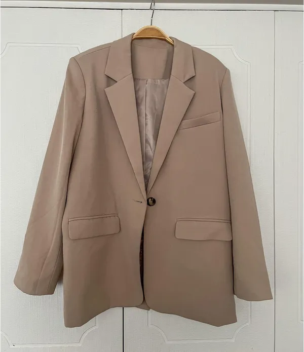 NA-KD Classic Oversized Blazer Beige - Image 5