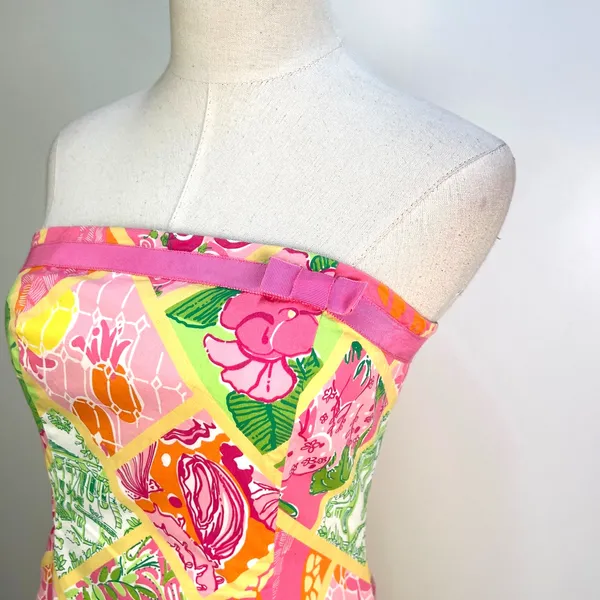 Vintage Lilly Pulitzer Strapless Mini Dress Pink - Image 2