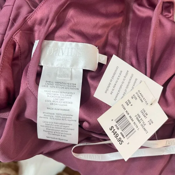 David's Bridal NWT Chianti High Neck Mesh Bridesmaid Dress Size 16 - Image 10