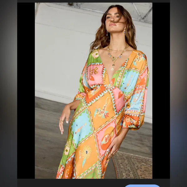 Never fully dressed NWT Soller Emma Dress $228 satin printed spring revolve boho - Image 3
