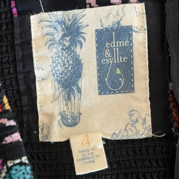 Anthropologie Edme & Esyllte Black Floral Halter Dress Size 4 - Image 11